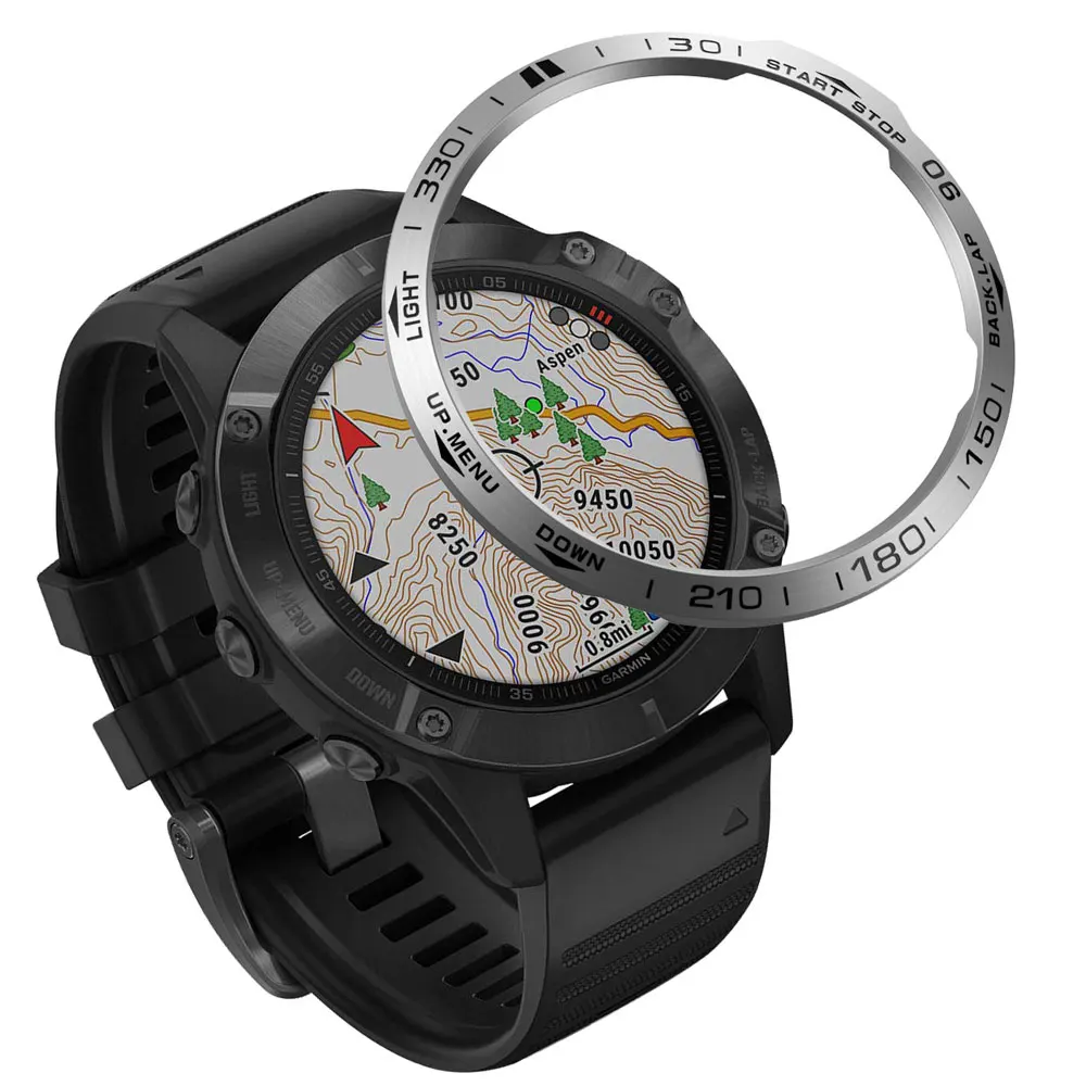 Lünette Ring Für Garmin Fenix 6X Uhr Zifferblatt Edelstahl Metall Klebstoff Abdeckung Anti-Scratch Protector Abdeckung Ring für fenix 6X