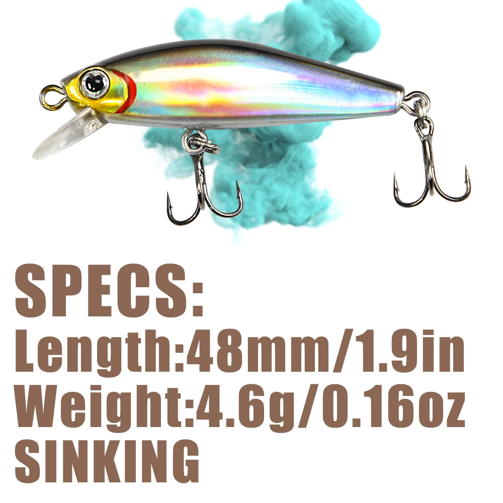 B&U 48mm 4.6g Trout Fishing Lure Peche Leurre Sinking Minnow With Assisthook Artificial Bait For Perch Pike Trout Club Salmon