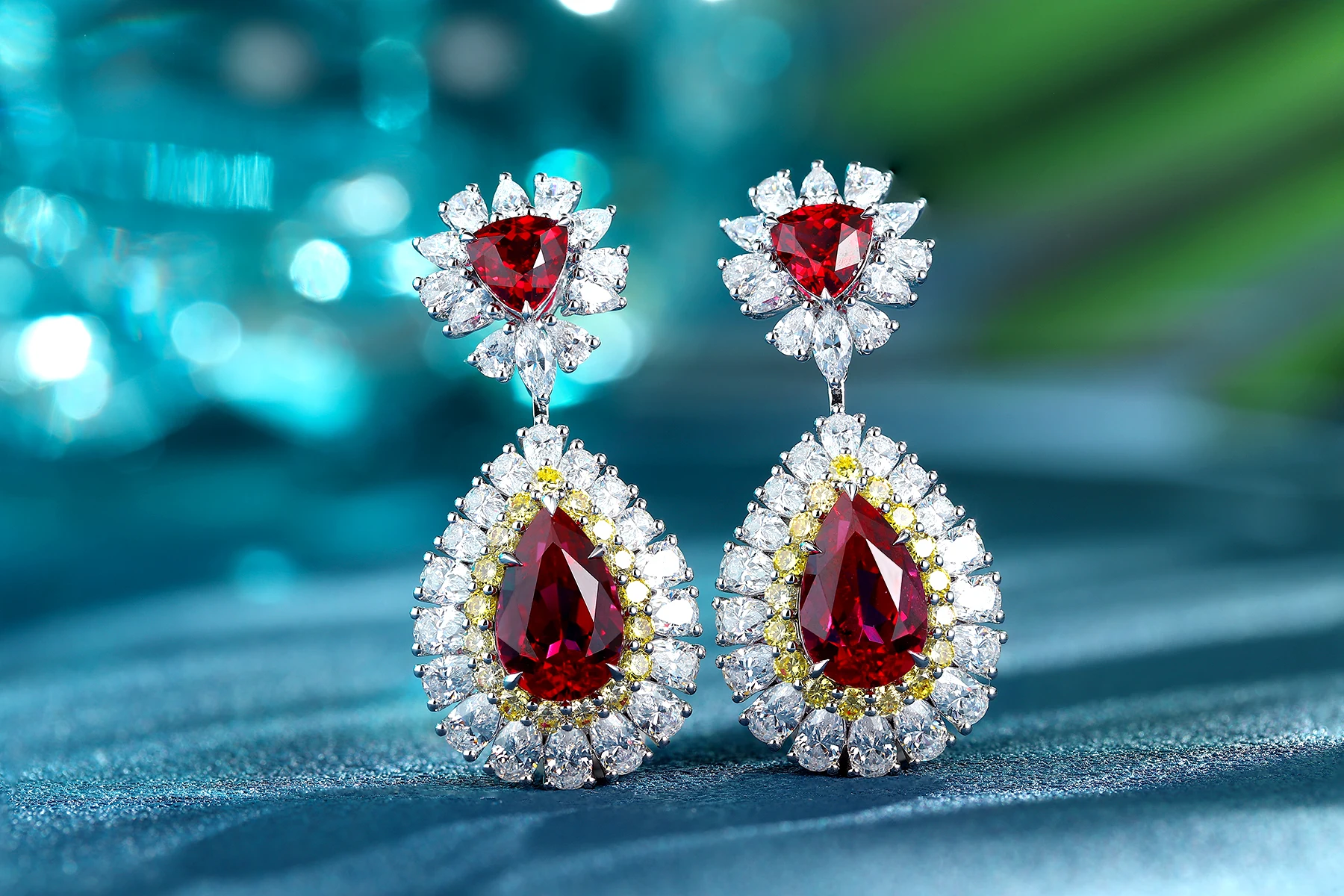 Luxury Sterling Silver Earrings For Women Accessories Lab Grown Ruby Gemstone High Quality Jewelry