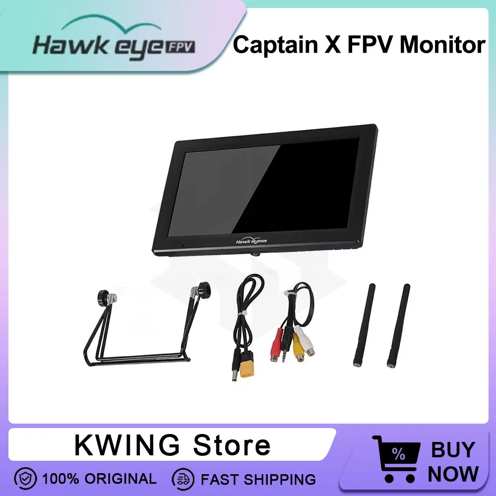 

Монитор Hawkeye Little Pilot Captain FPV 10.2 дюйма, HDMI, DVR, 1280*720, 1000 люкс, 5.8G, 48 каналов, с двойным приемником, экран для FPV дронов