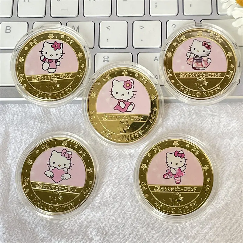 

Sanrio Hello Kitty Commemorative Coins Anime Action Figures Cute Q Figurals Toys Souvenir Coin Decoration Children Birthday Gift