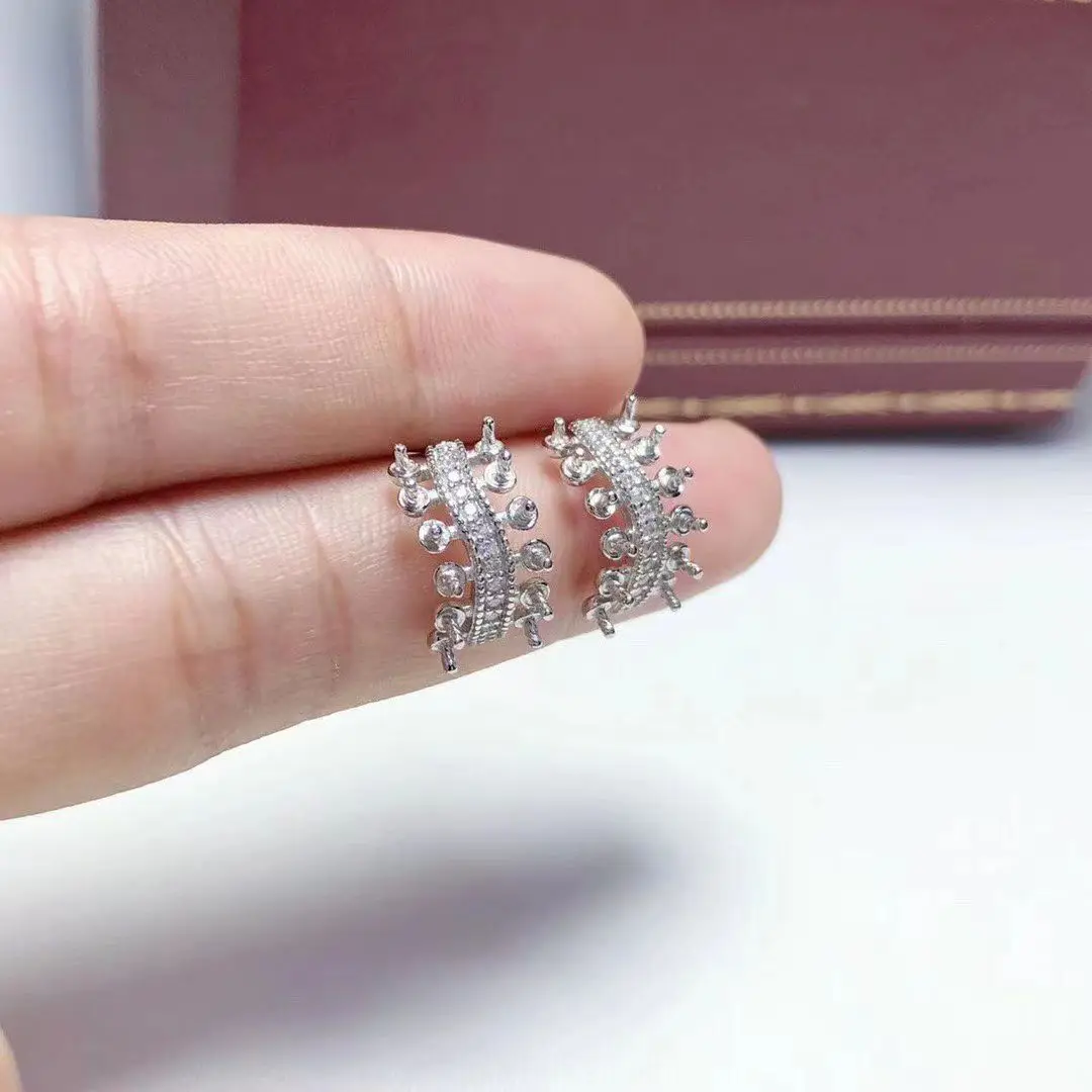 الجملة S925 فضة أقراط جبل النتائج إعدادات قاعدة تصاعد أجزاء ملحق ل 3-4 مللي متر اللؤلؤ 5 زوج/وحدة #3