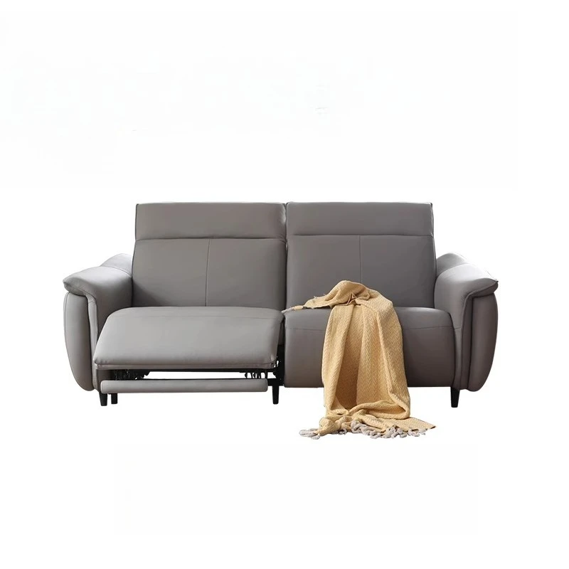 

Modern simple leather sofa electric function space first class first layer cowhide zero against the wall living room straight
