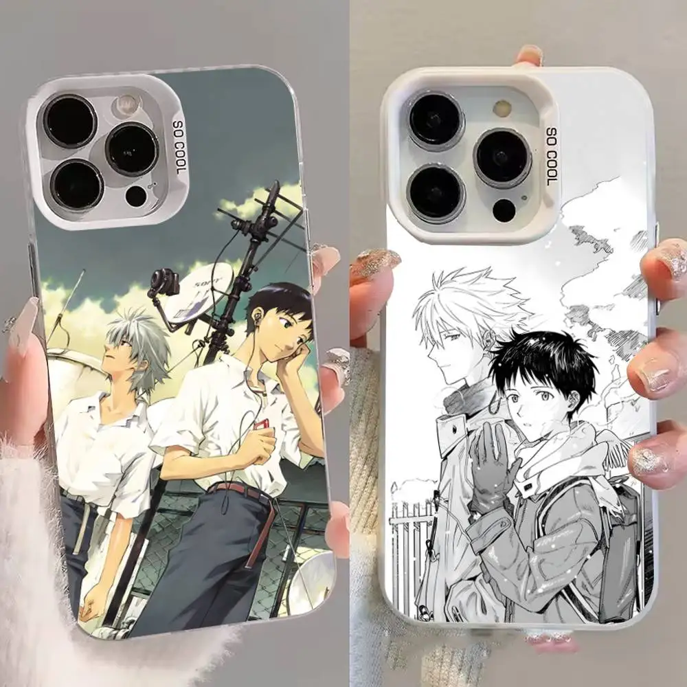 

S-Shinji K-Kaworu Phone Case For iPhone 16,15,14,13,12,11,8,7,Pro,Max,Plus,Mini,XS,SE White Candy Matte Shockproof Cover