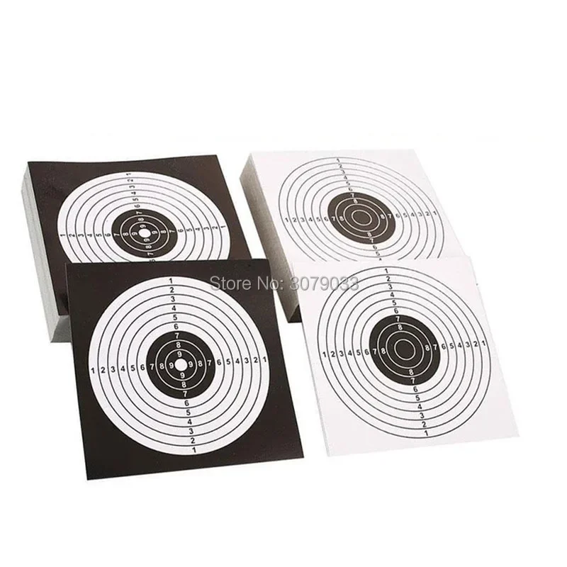 100PCS/Set Shooting Target Training Sheet Paper Archery Rifle Pistol Slingshot Practice Paper Black/White 14X14CM