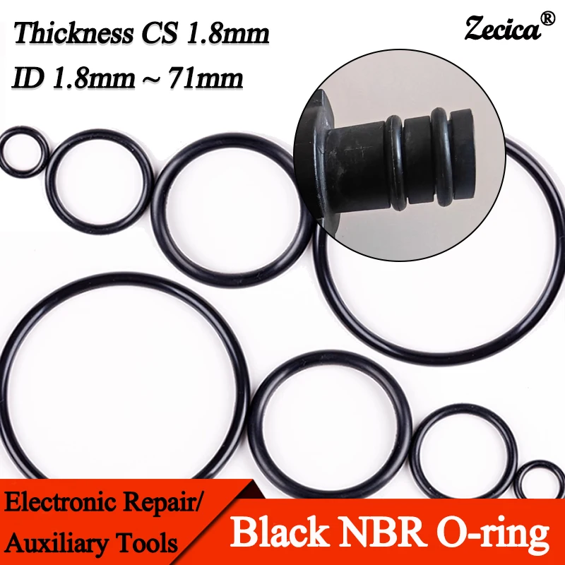 

CS 1.8mm ID 1.8mm ~ 71mm Black 10/50pcs NBR O Ring Gasket Automobile Nitrile Rubber Round Corrosion Oil Resistant Sealing Washer