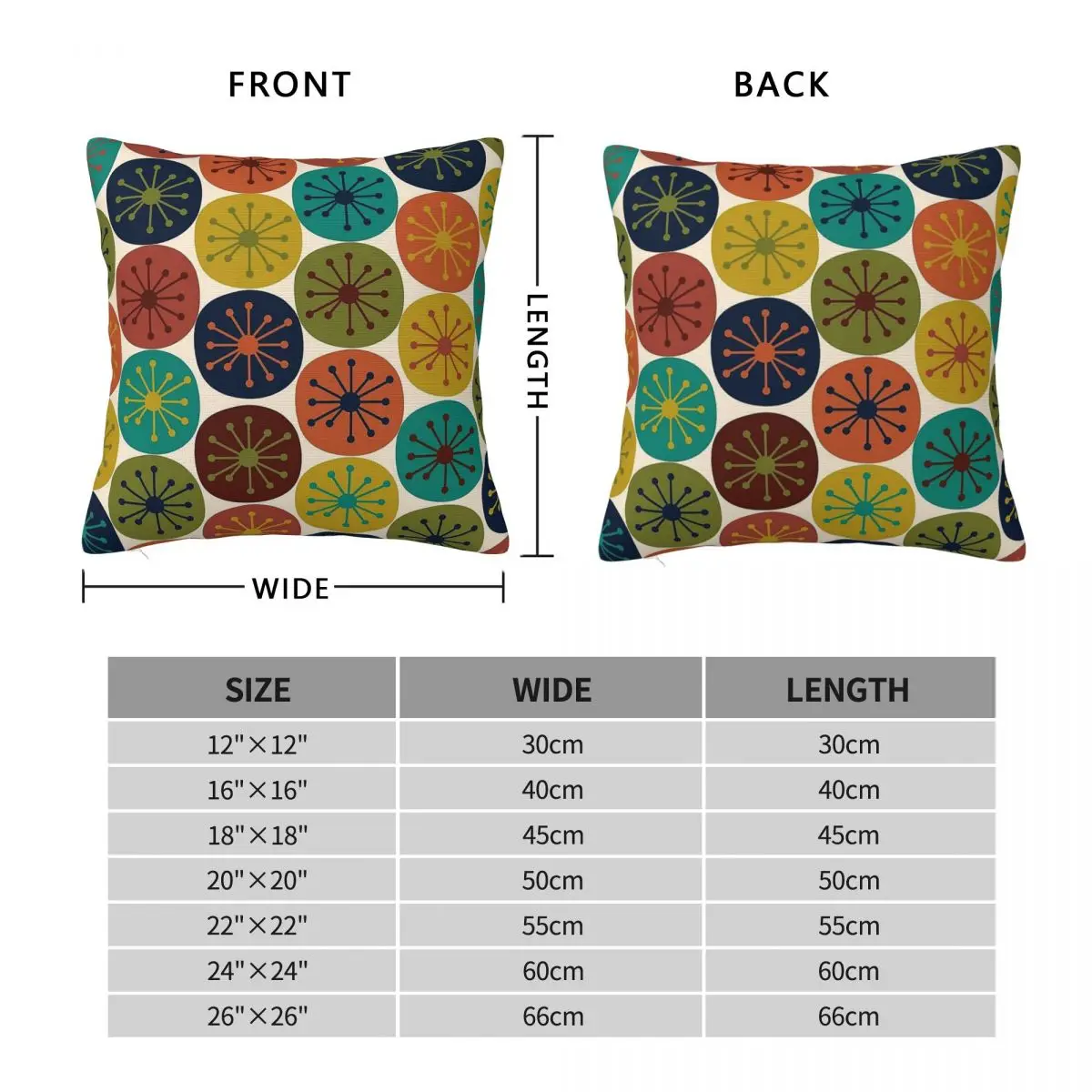 Atomic Age Retro Dots Square Pillowcase Polyester Linen Velvet Pattern Zip Decorative Throw Pillow Case Sofa Cushion Case 45x45
