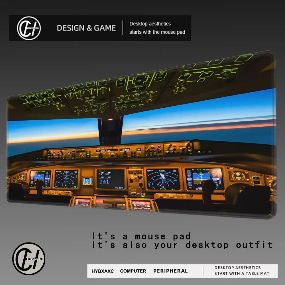

HYBXAXC Cockpit Deskpad Airplane Anime Animes Display Mousepad Speed Evening Buttons Panel Desk Mat Tables Kawaii Mouse Pad