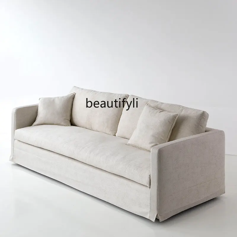 Modern Nordic down Sofa Cotton Three-Seat Comfortable Designer Simple Fabric