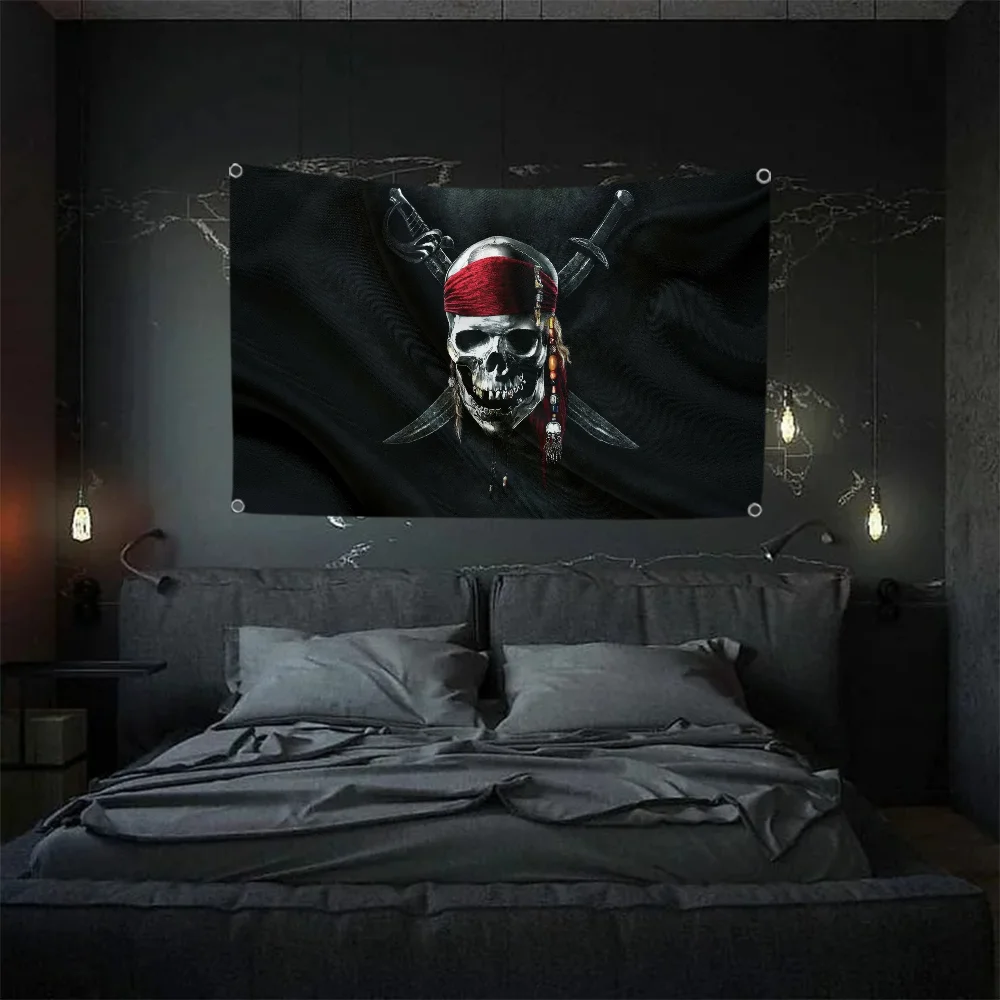 Pirate Jolly Roger Advertising Wall Decoration Home Decor Items Pride Flag to Hang Penetration Funny Flags for Rooms Flaga Room