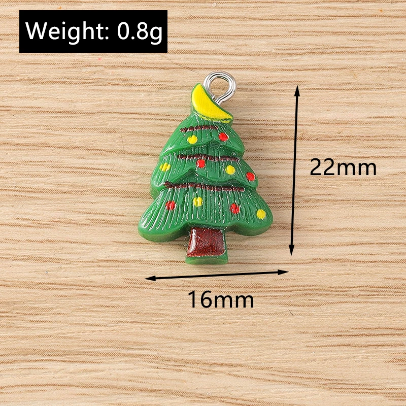 10 Stück Niedliche Weihnachtsanhänger aus Kunstharz: Weihnachtsmann, Baum, Hirsch für die Herstellung von Ohrringen, Halsketten, DIY-Bastelarbeiten und Schmuckzubehör – Detail 9