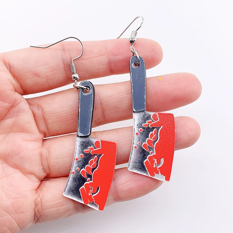 Killing It Acrylic Charm Earring For Women Resin Epoxy Knife Axe Dangle Earrings Jewelry For Women Gift