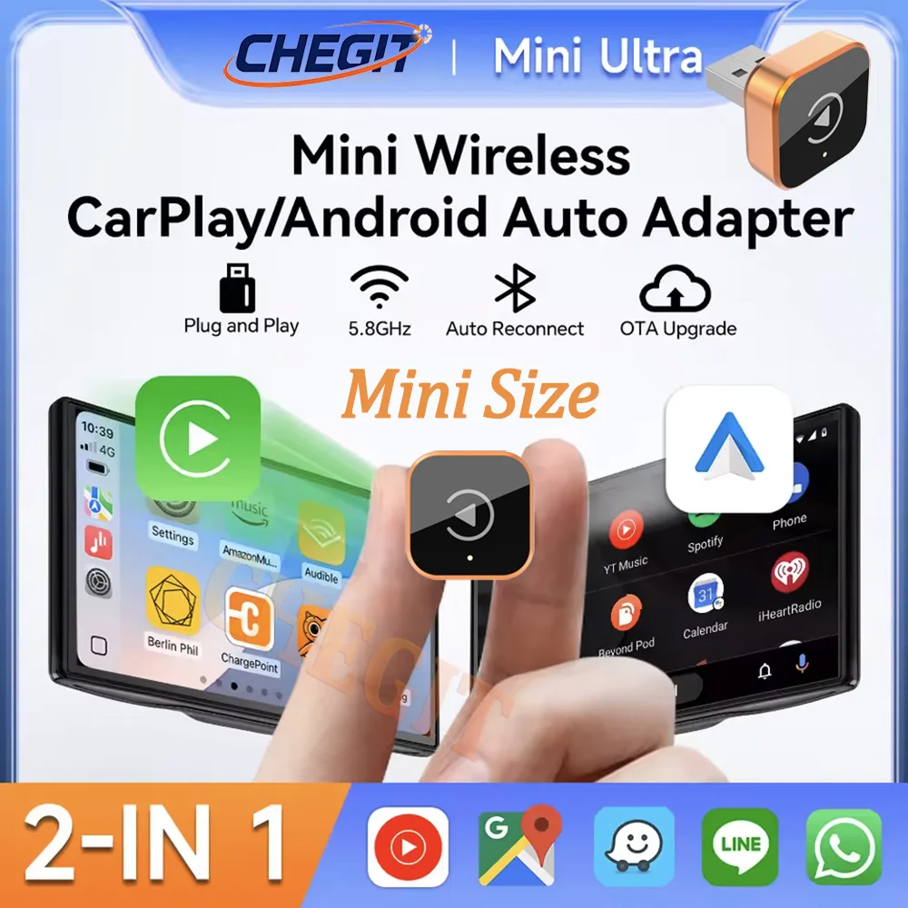 

2in1 Wireless CarPlay Dongle Wireless Android Auto Adapter AI Smart Box Car Intelligent Systems For Car With Wired CarPlay