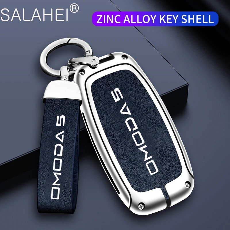 Zinc Alloy Leather Car Remote Key Case Cover For Chery Omoda C5 5 fx 7 8 pro plus 2022 2023 Holder Shell Keychain Accessories