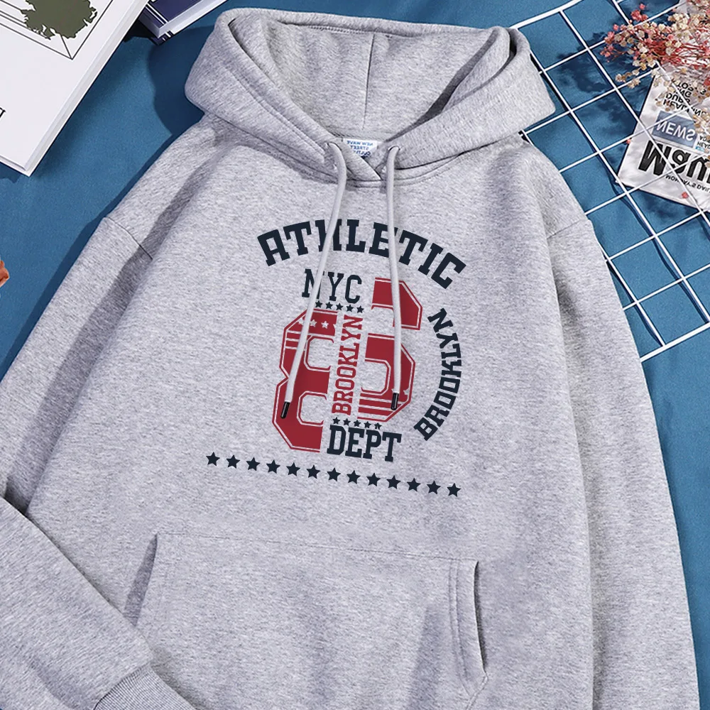 New York Brooklyn Letter Hoodie Men Simple Loose Fleece Hoodies British Style Pullover Oversize Comfort Hoody Winter Men's Tops