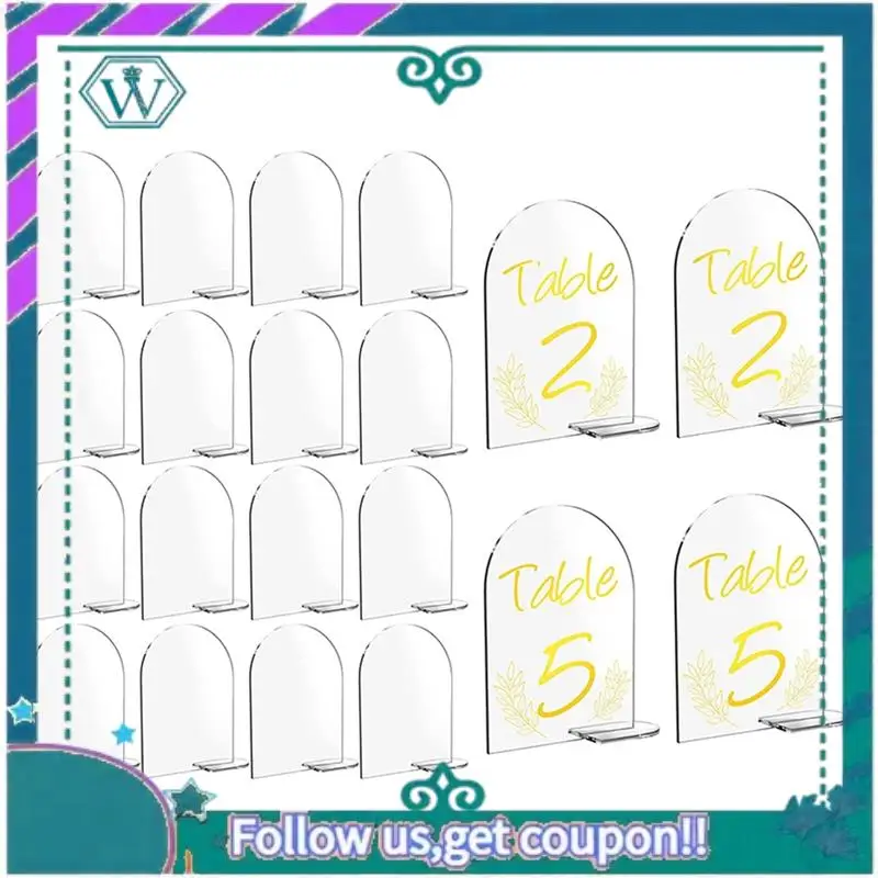20Piece Blank Acrylic Numbers Signs With Stand 6X4 Inch Diy Arch Acrylic Stand Signs