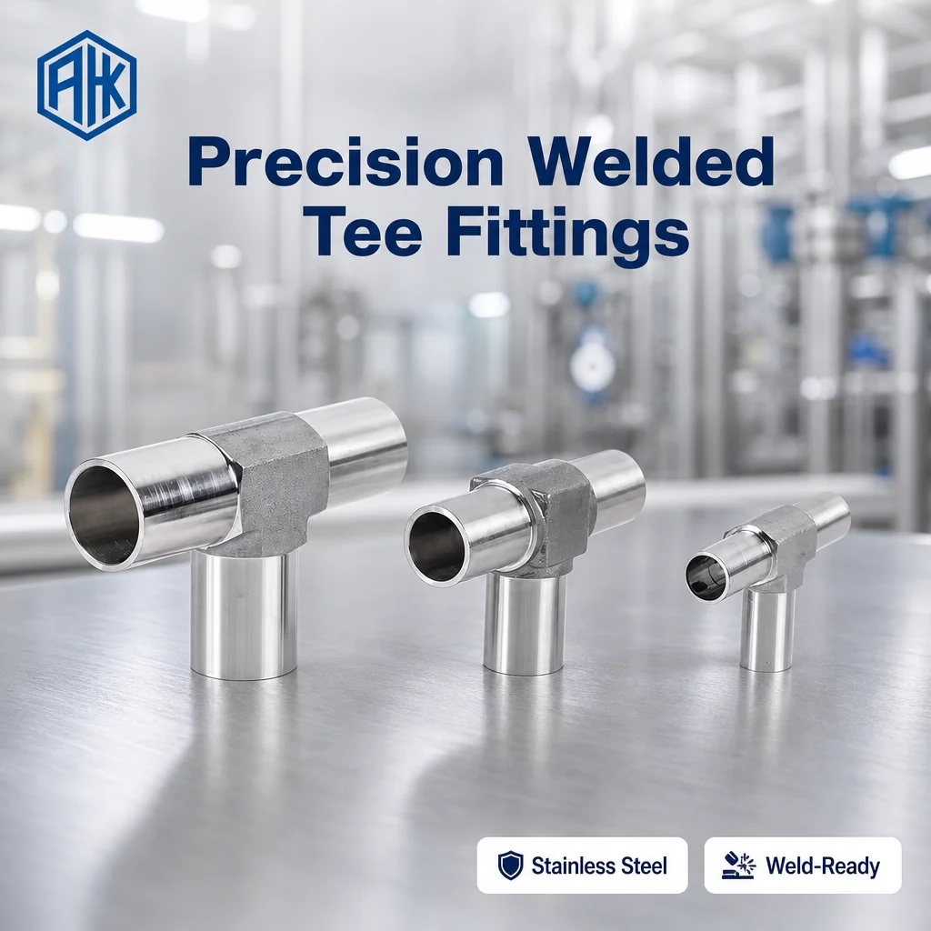 Stainless Steel Instrument Welding Fittings OD Butt Welding Tee Joint Connector 1/4in 3/8in 1/2in 3/4in Various Sizes