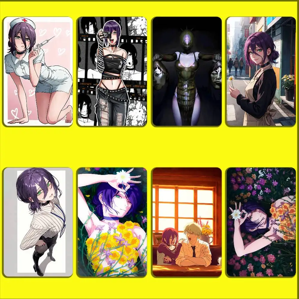 C-Chainsaw Reze Arc Makima M-Man Card Stickers For Debit Bank Credit Cards Metro Bus Pass Sticker Decoration Cover Skin