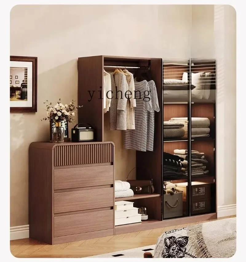 1-D29 New Chinese Solid Wood Drawer Bedside Cabinet Premium Bedroom Storage Cabinet Medium Antique Bedside