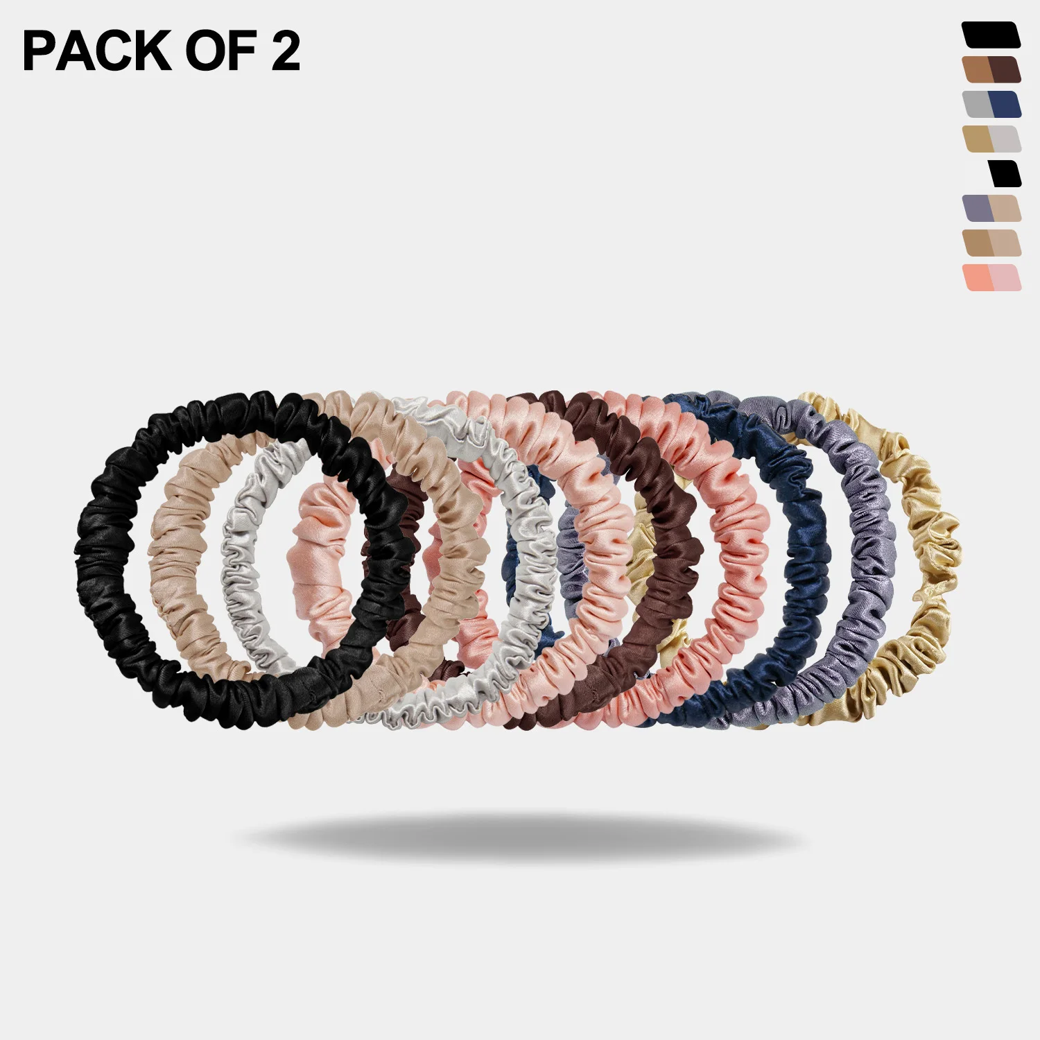 

2Pcs Mulberry Silk Skinnies Scrunchies Hair Bands Ties Gum Elastics Ponytail Holders No Damage for Women Girls