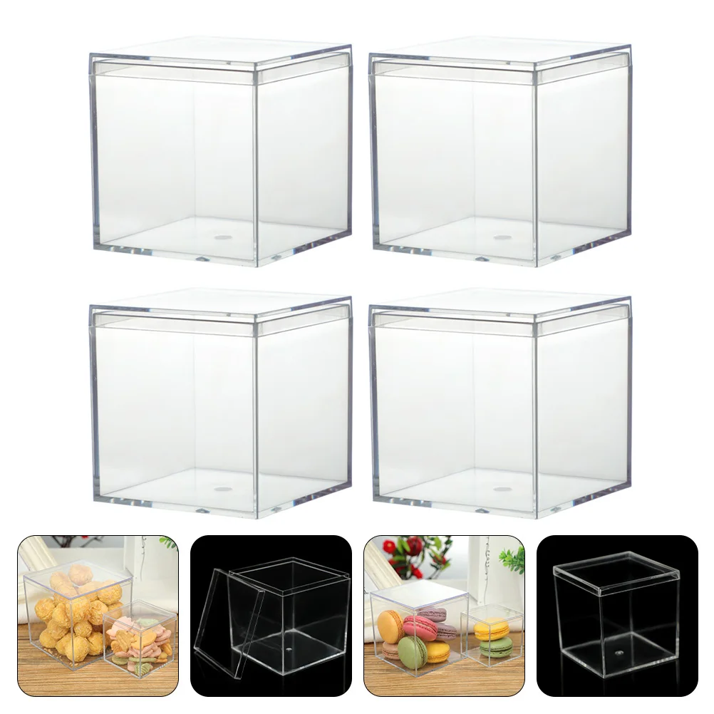 Box Jewelry Boxes Acrylic Cube Wedding Gift Square Container Display Storage Small Containers Transparent Favor Case Lid