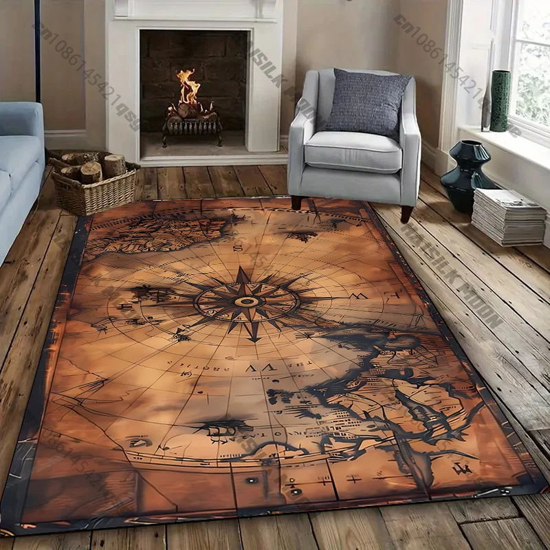 12 Style Vintage World Map Theme Carpet Living Room, Bedroom, Office, Large Area Mat, Stain-resistant Rug, Fast Delivery Gifts