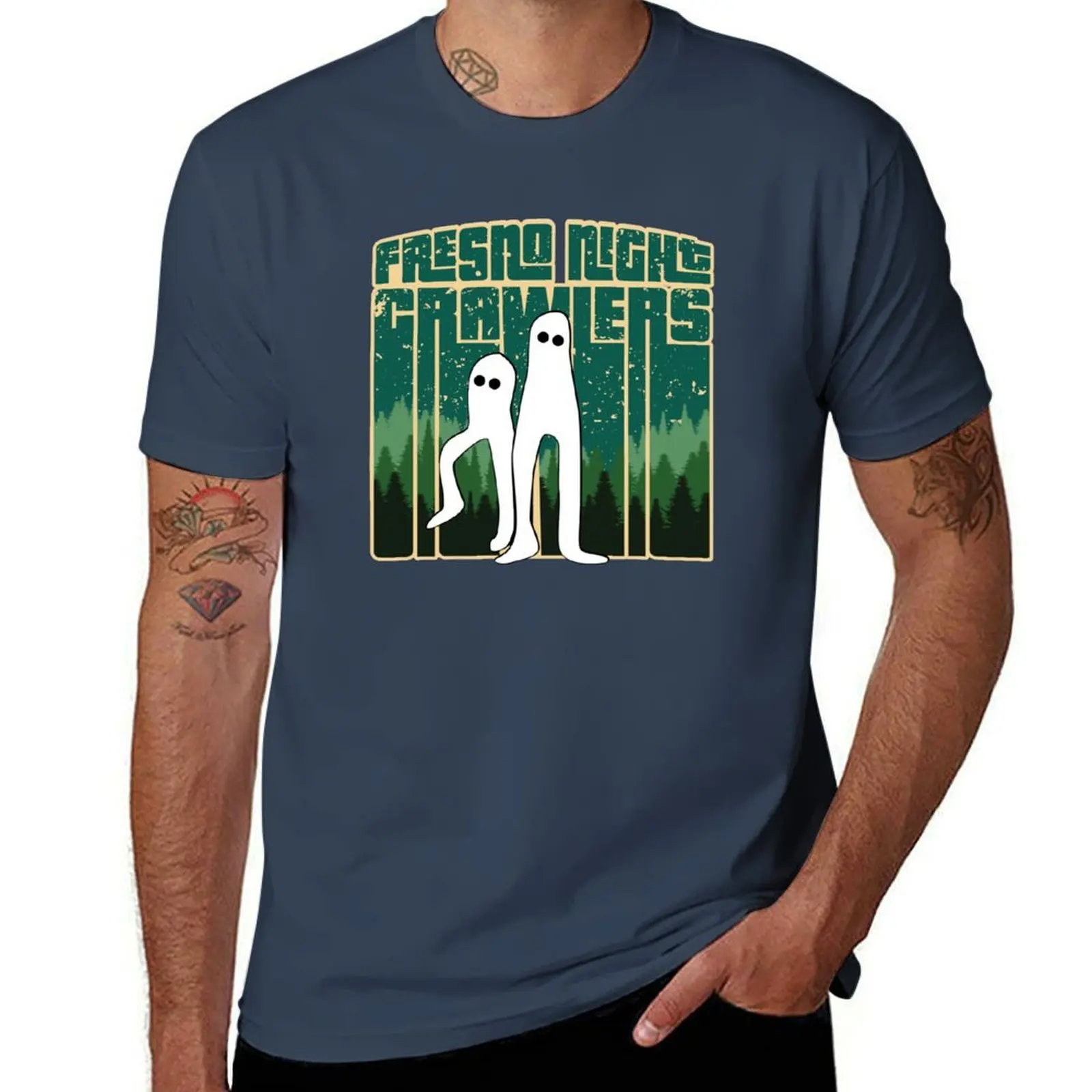 

Cryptid Fresno Nightcrawlers Haunted Retro Gift - Pants T-Shirt Simple Solid Color Crew Neck Tee