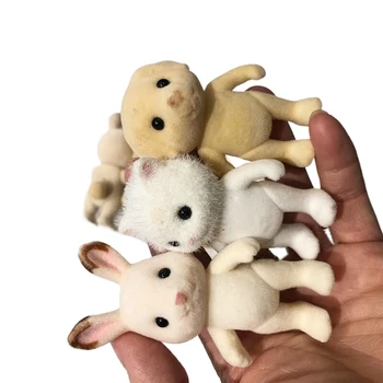 산림 가족 동물 피규어, 토끼, 곰, 개, 떼 지어 다니는 입상, 동물 모델 장난감, 어린이 공장 결함, 무작위 1 개