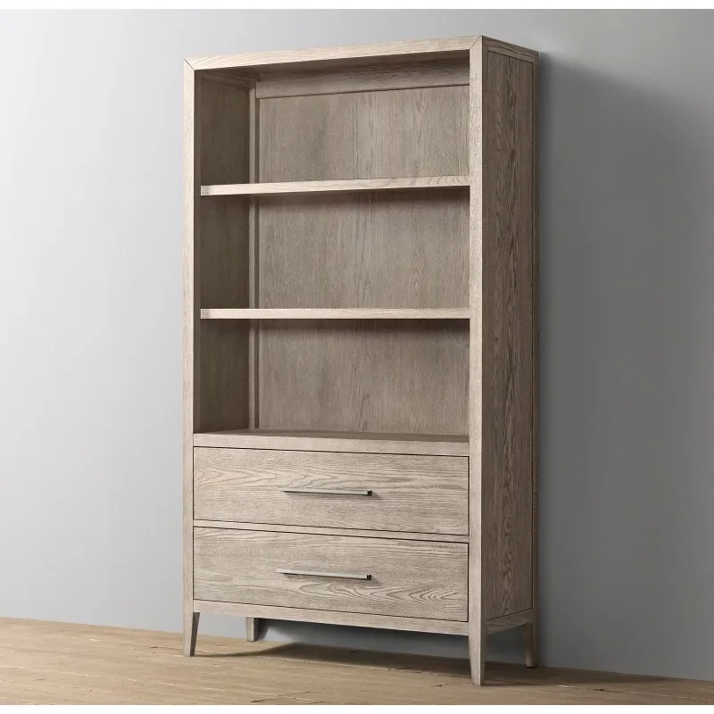 American solid wood bookcase oak, new Chinese retro log color to make old dining side wine cabinet locker study cabinet