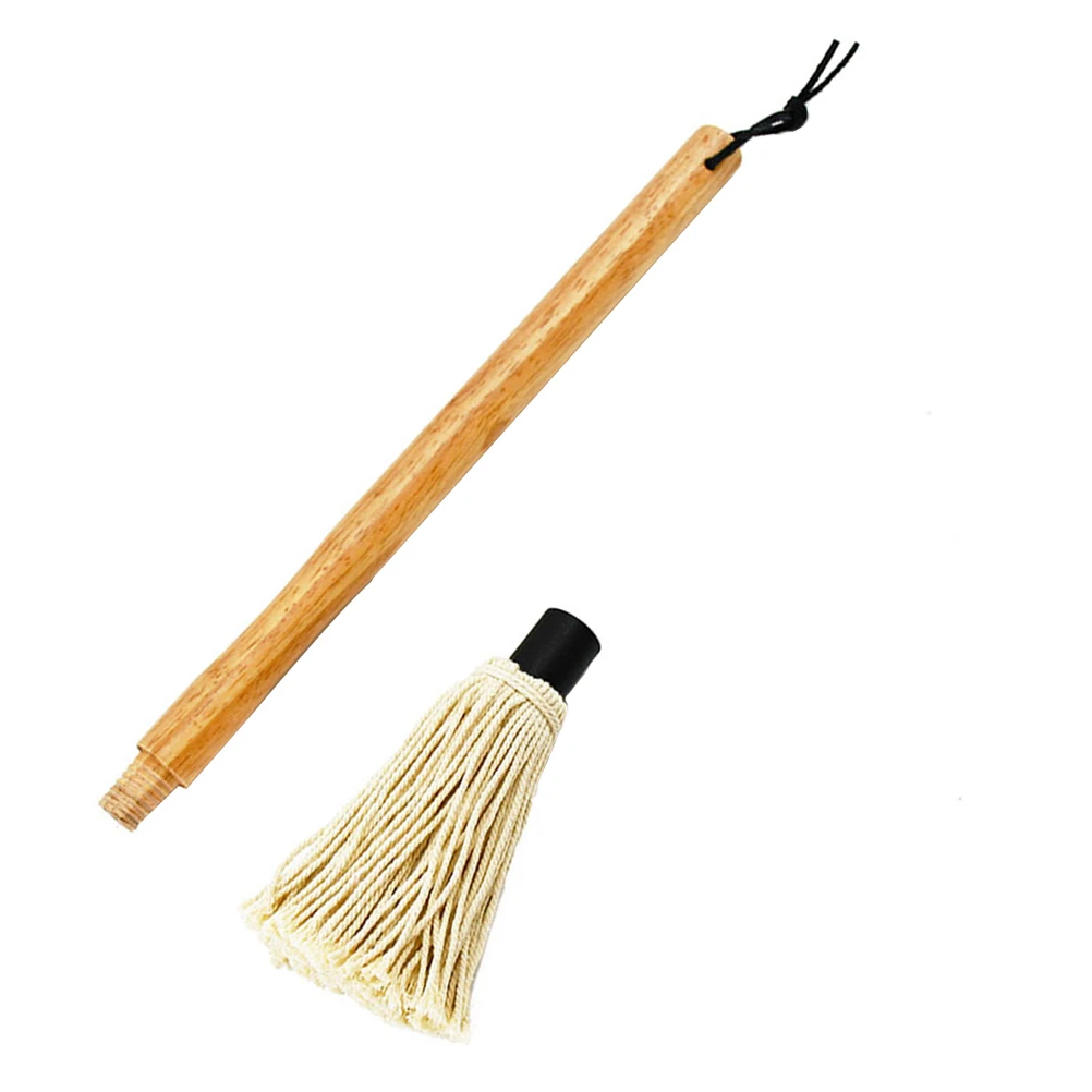 Fregona para salsa de barbacoa, mango de madera, cepillo de cerdas suaves para asar, marinar, fumar costillas, pollo, cerdo, herramienta de cocina para barbacoa, 1 Uds.