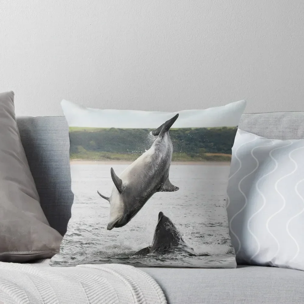 

Moray Firth Dolphins - Double Breach Throw Pillow Pillow Decor pillows decor home covers for pillows pillow