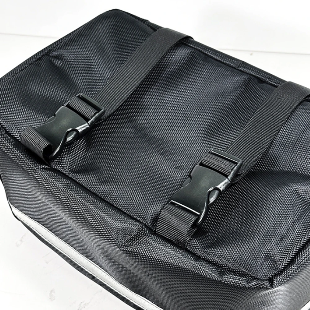 1PCS Bicycle-Rear Bag Water Resistant Bike Rack Bag For Ebikes-Bicycles With Side Pockets Top Bungee Reflective Accents