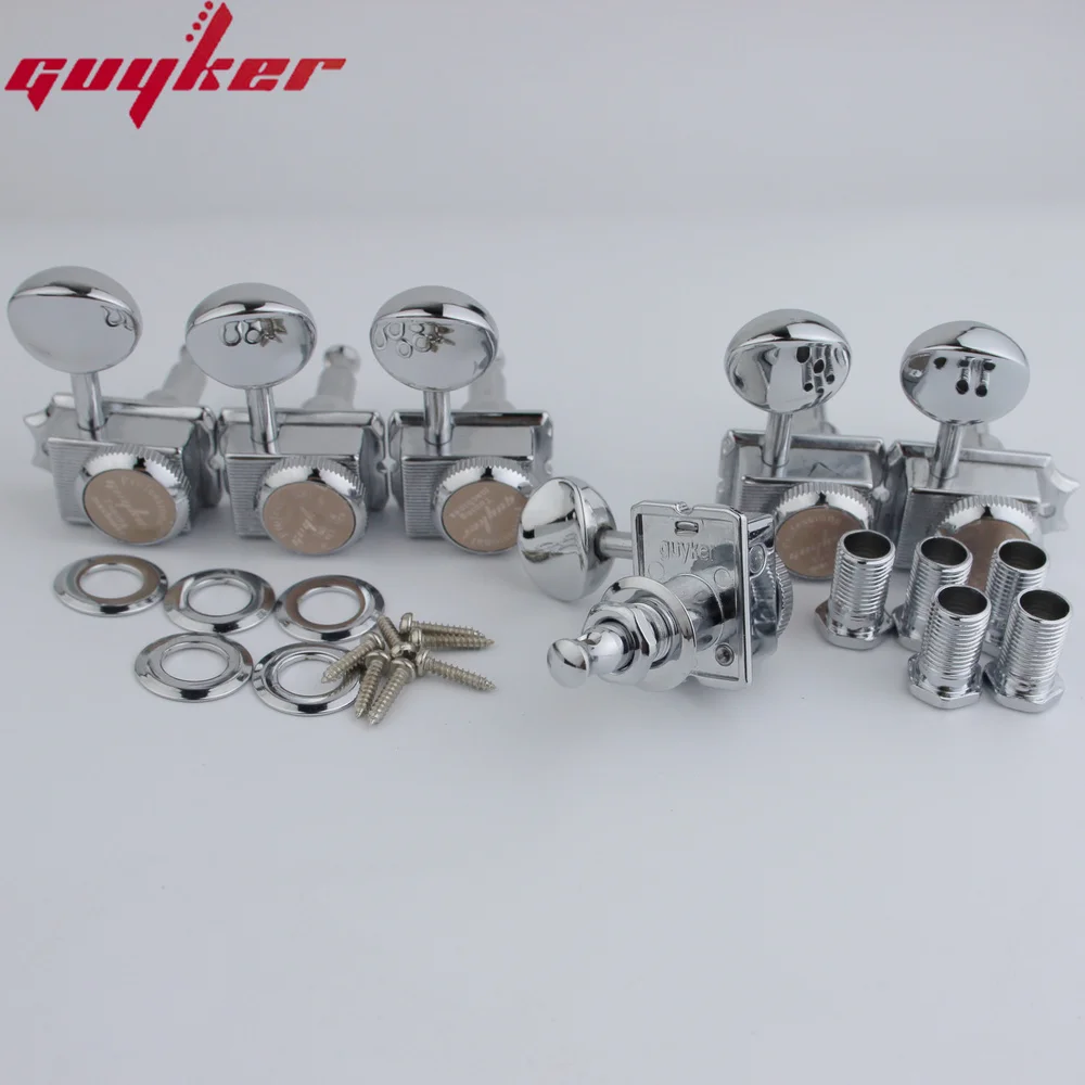 Vintage Chrome/Nickel Lock String Tuners Nut Style Electric Guitar Machine Heads For ST TL Guitar Tuning Pegs Gear ratio 1:15