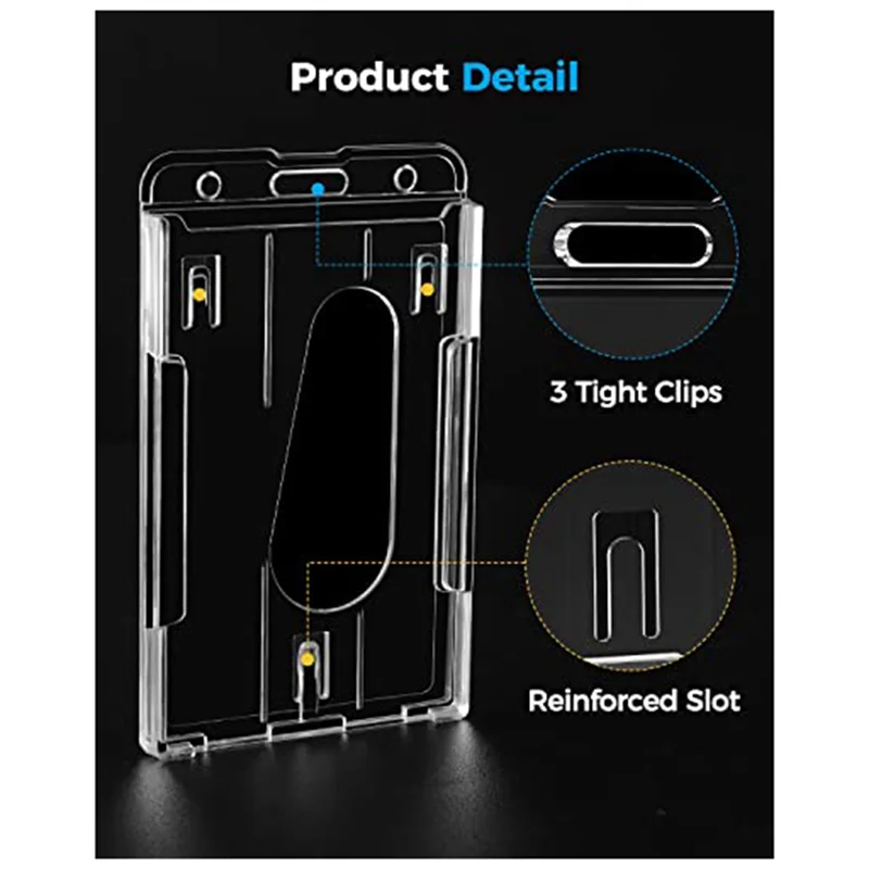 2 шт. вертикальный жесткий пластиковый держатель для бейджа прозрачный держатель для бейджа из ПК с дизайном слота для большого пальца