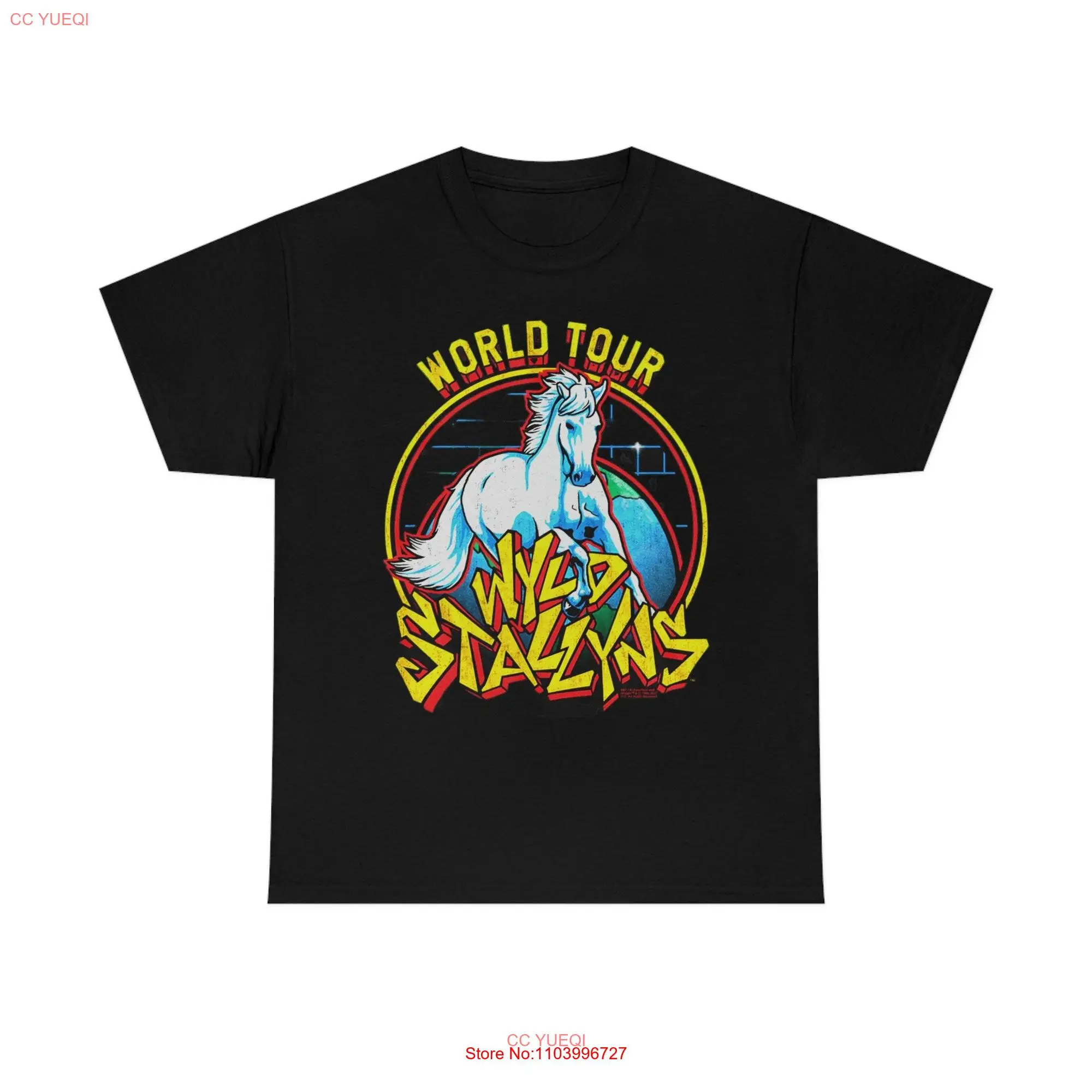 80s Retro Bill Ted Wild Stallyns World Tour Heavy Cotton T Shirt long or short sleeves