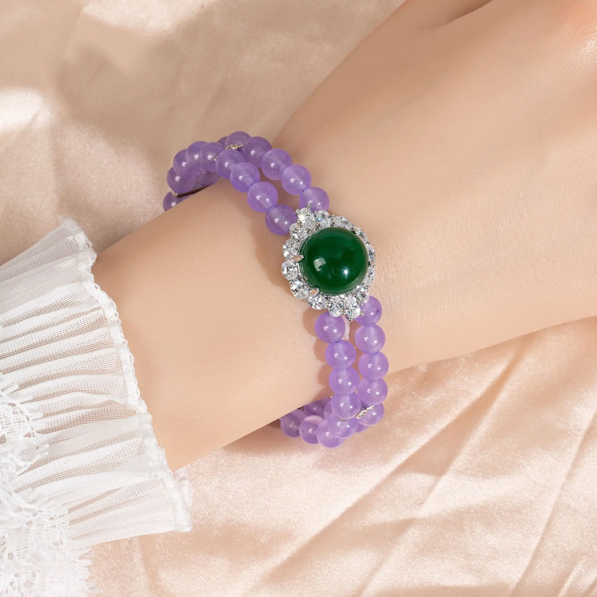 

Premium Natural Purple Bracelet Women's Costume Jewellery Set Suitable for Wedding Travel Gift Party Daily Accessory Z-65