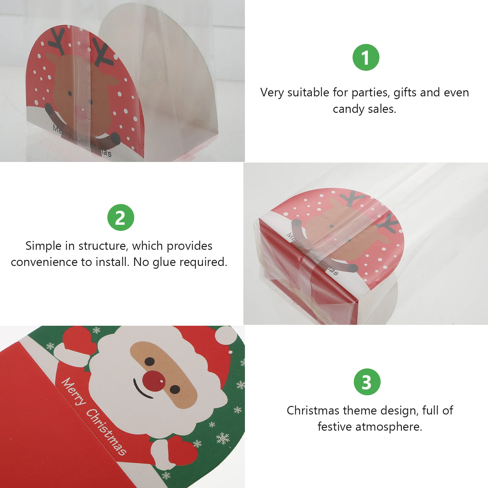 

50Sets Xmas Bread Packaging Bags Durable Festival Candy Pastry Gift Wrapping Packaging Bag Christmas Bread Bag