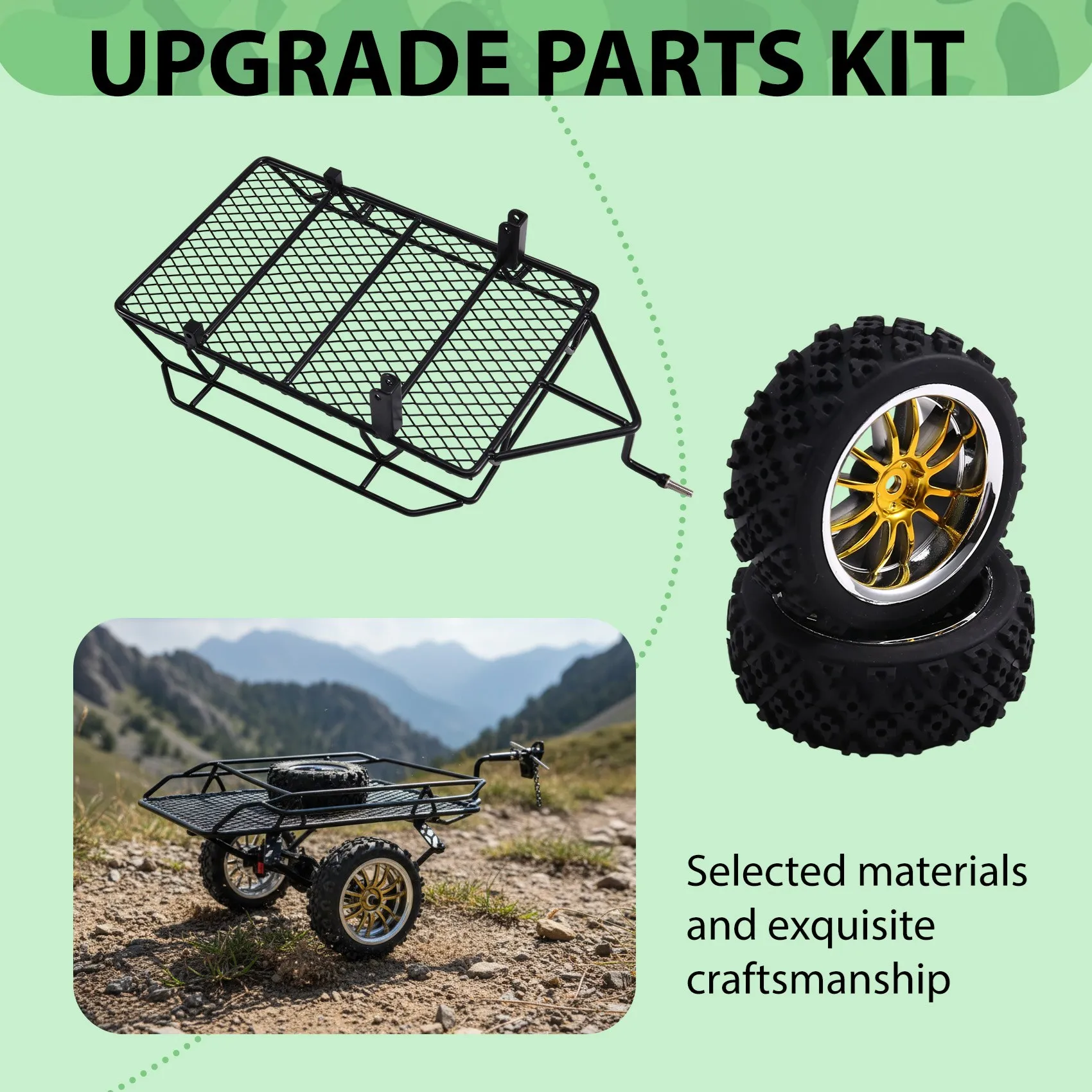 MACH-Metal Simulation Trailer Frame RC Remote Control For 1/10 TRX-4 TRX4 Axial SCX10 SCX10 II SCX10 III Black