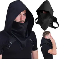 Unisex Halloween Costumes Medieval Mask Hat Cosplay Renaissance Hooded Cloak Cape Cowl Assassin Black Gothic Vampire Accessories