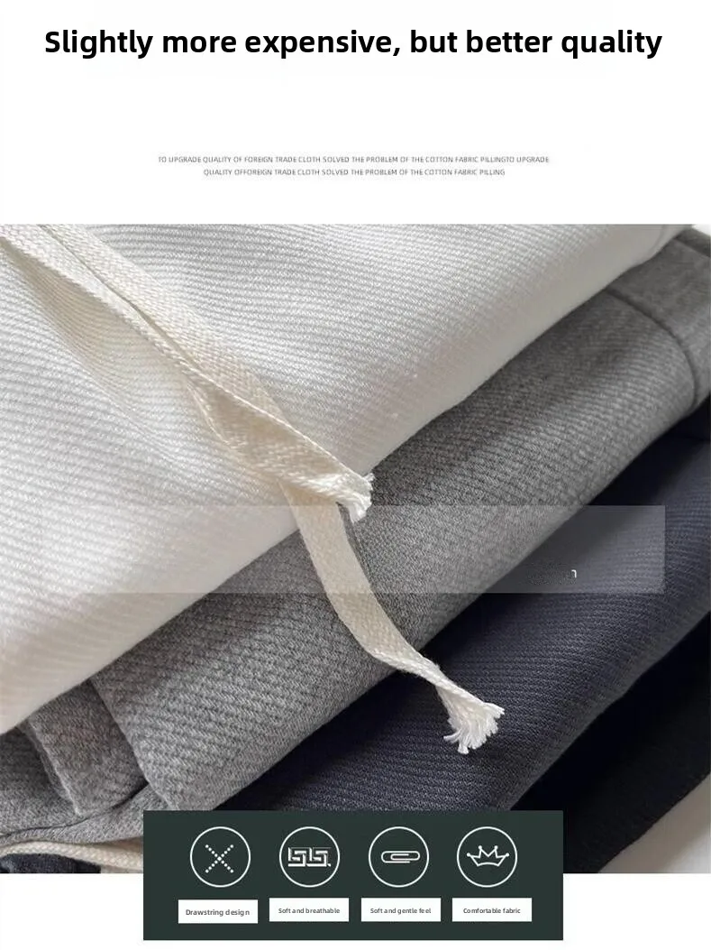 กางเกงขายาวเอวสูงสีขาวทรงขากว้างสำหรับผู้หญิง ผ้ามีซับใน ทรงตรง สไตล์ลำลอง เหมาะสำหรับฤดูใบไม้ผลิและฤดูใบไม้ร่วง กางเกงวอร์มทรงกล้วย กางเกงกีฬา