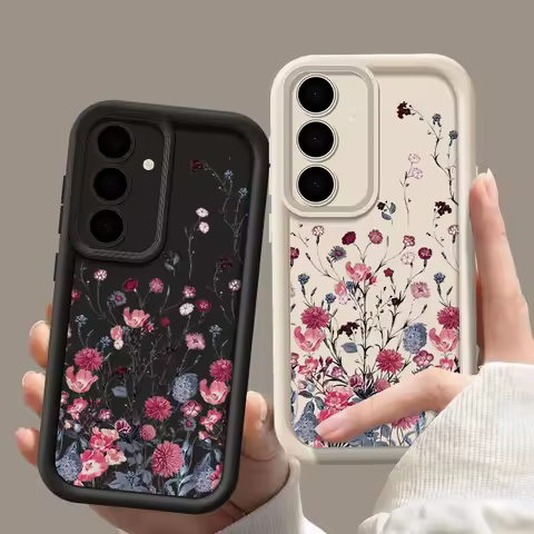 Flower Pattern Phone Case For Samsung Galaxy A16 A55 A54 A15 A14 A25 A35 A53 A56 5G S25 S24 S23 S22 Ultra Plus S24 FE TPU Cover
