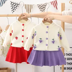 Baby Girls Clothes Set Autumn Winter Cartoon Grape Clothing Set New Kids Knitted Sweet Outfit Children Clothes Suit