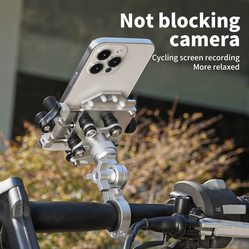 Motorcycle Phone Holder Universal Alloy Shock-Absorbing Motos Bicycle Handlebar Navigation Bracket 360° Rotary Adjustable Stand 3