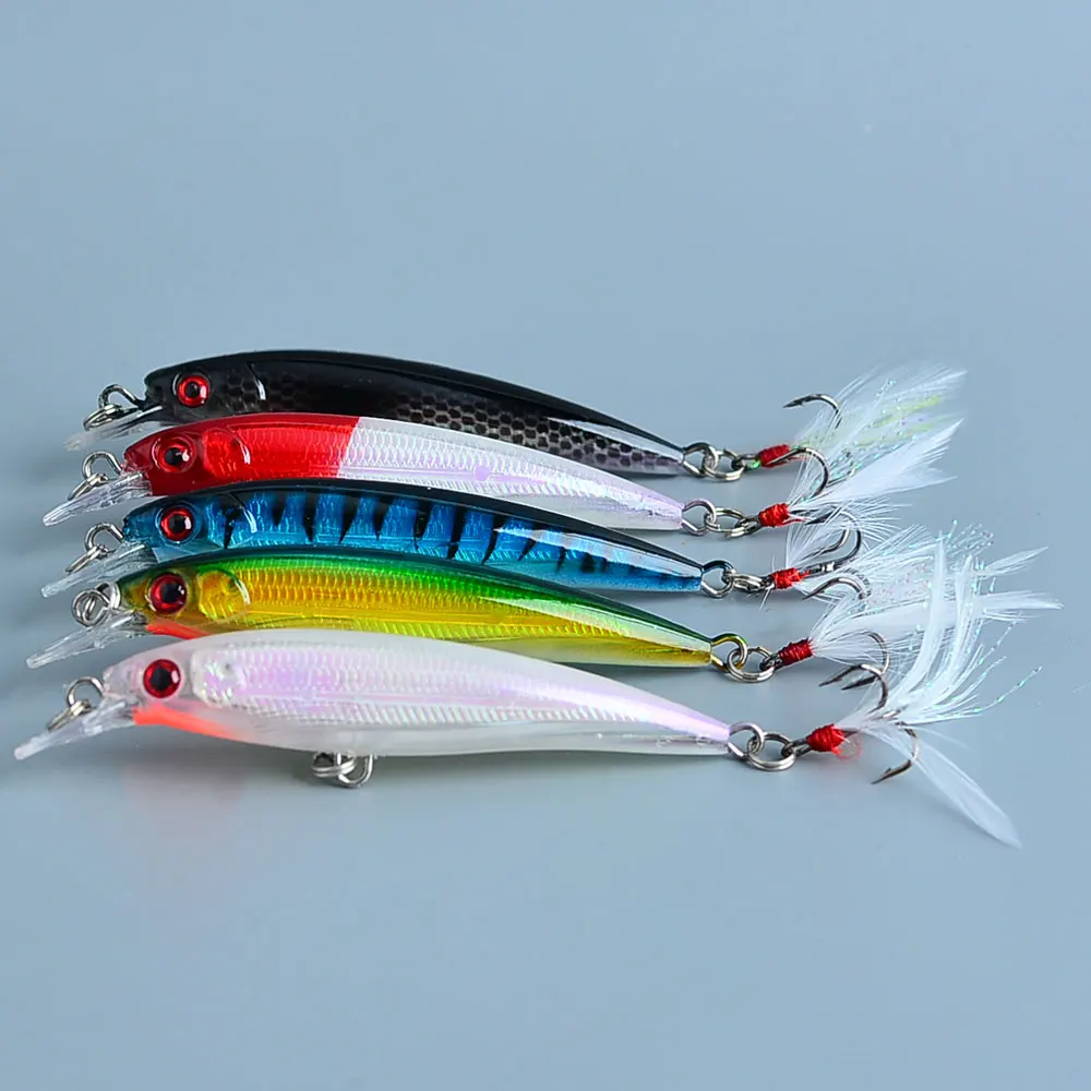 10pcs Bionic Minnow Fishing Lure Set -6.8g Hard Bait with Feather Treble Hooks for Maximum Catch - view 6