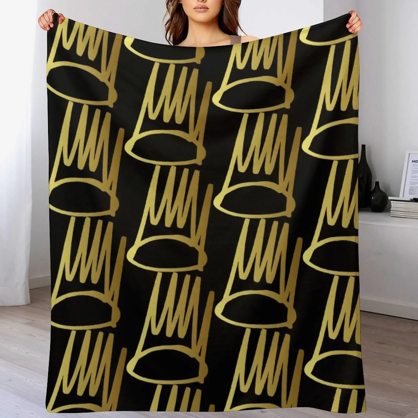 J.Cole Born Sinner Crown Logo Throw Blanket Wrinkle Resistant Lightweight Blanket