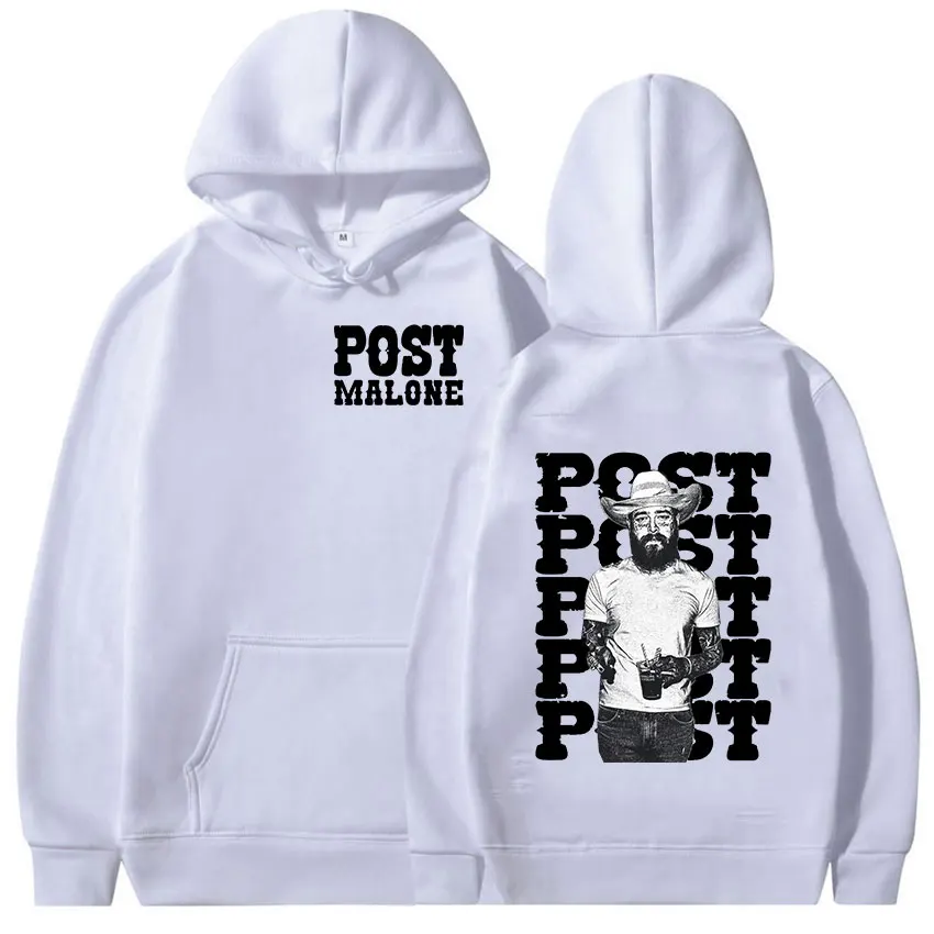 Herfst/Winter Men'sP-PostsM-MalonesRapper Hoodie Print Retro Hip Hoodie Fashion Casual Heren Sweatshirt Losse Comfortabele Hoodie