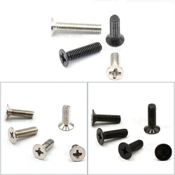100Pcs/lots M1 M1.2 M1.4 M1.6 M1.7 Black zinc/nickel Cross Phillips Flat Countersunk Head Machine Screw Bolts Length=3-10mm