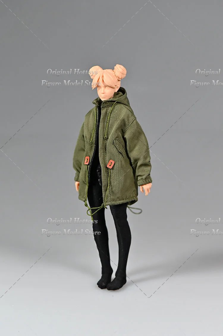 Versão militar Trench Coat, Roupas de Soldado Feminino, Solto Jaqueta de Trabalho, Action Figure Boneca, Escala 1:12, Fit 6"