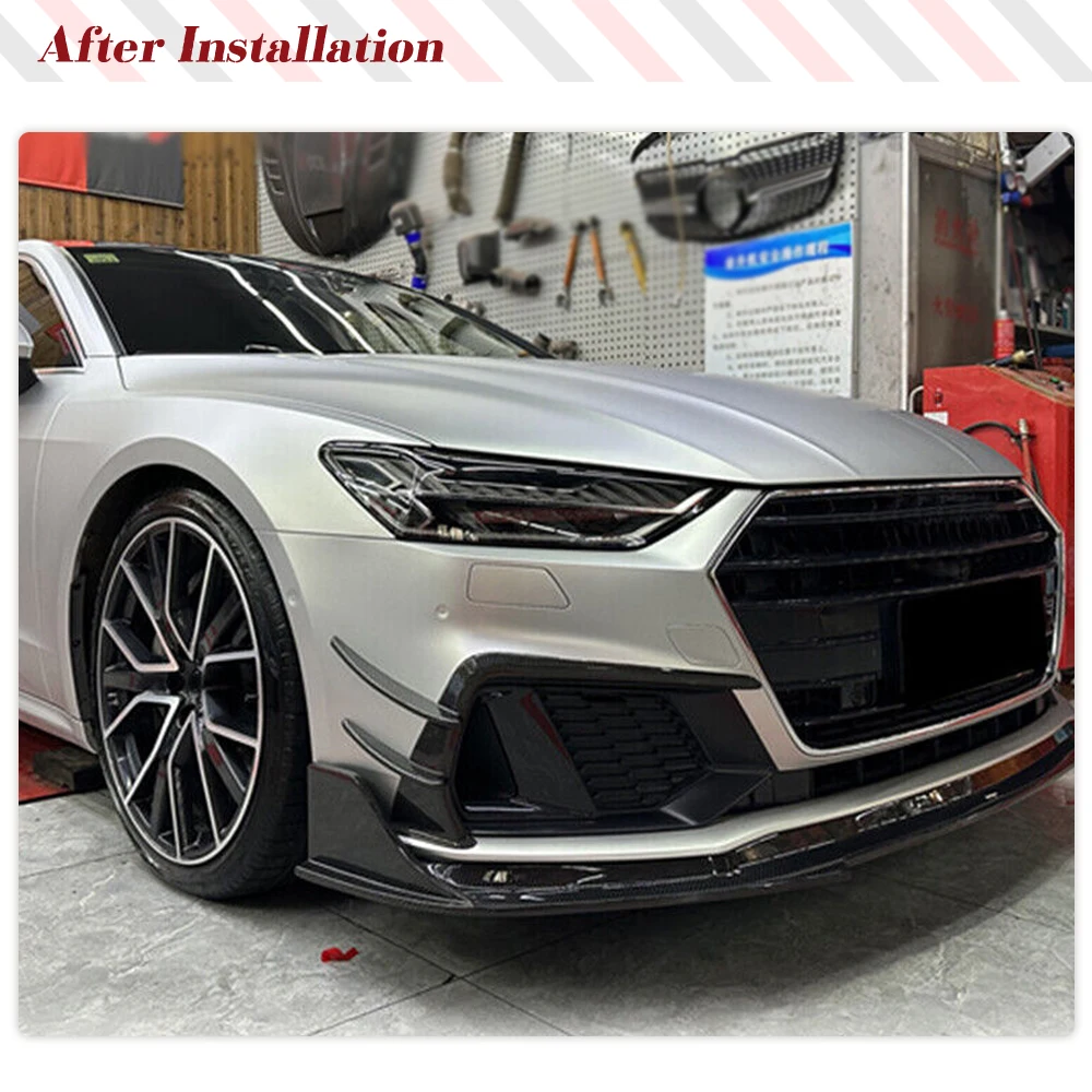 Car Front Bumper Splitters Canards For Audi A7 Sline S7 C8 2019 2020 Car Front Bumper Splitters Racing Body Kits Carbon Fiber