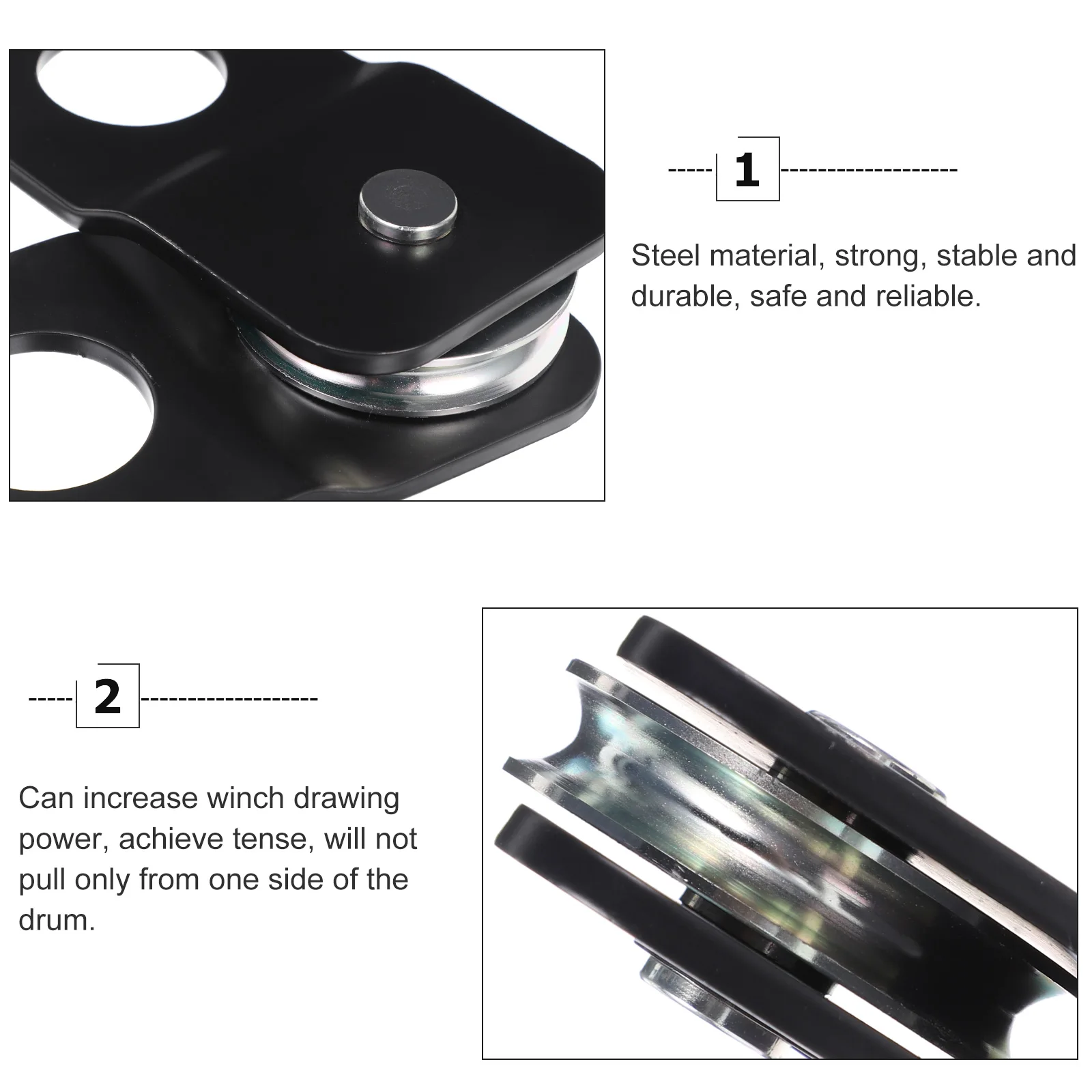 

4 Ton Snatch Block Pulley for Off road Vehicle ATV UTV Truck Towing Recovery Accessories Black Auto Self Steel